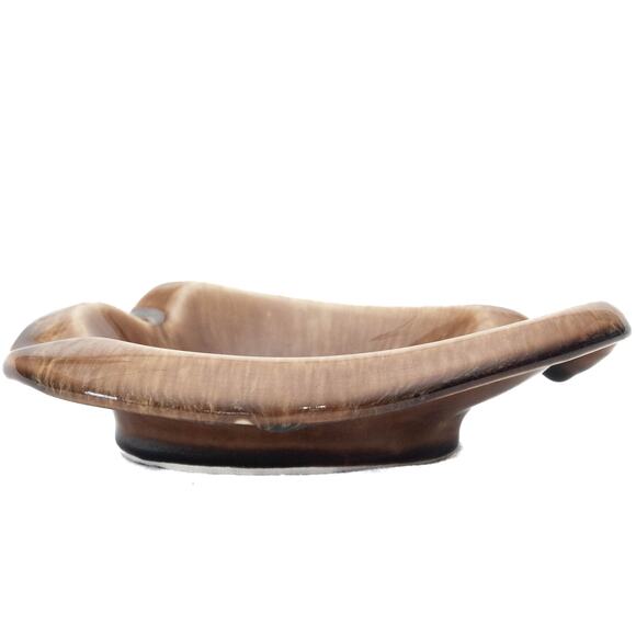 Vintage Brown Oval Ceramic Ashtray - Picture 5 of 11